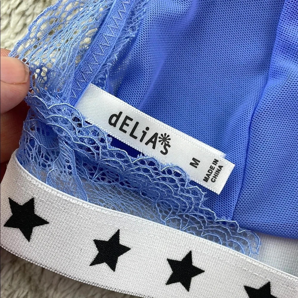 Delia's Blue Lace Bralette with Star Band